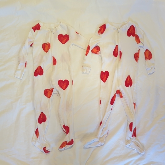 Heart Print Kids One Piece (x2), size 18-24 - Picture 1 of 4